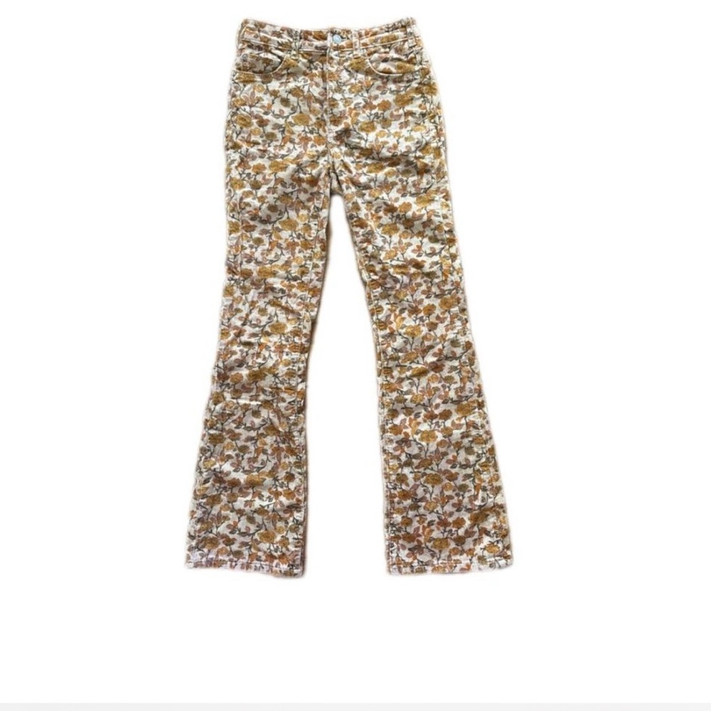 Iconic Anthropologie Pilcro floral corduroy bootcut pants